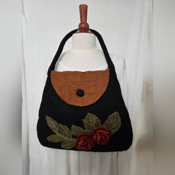 HANDMADE BOILED WOOL PURSE *RISING TIDE* - Picture 1 of 9